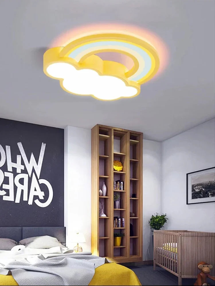 LED Children's Room Ceiling Lamp Cartoon Rainbow Clouds Simple and Warm Boys and Girls Bedroom Princess Room Light Fixtures