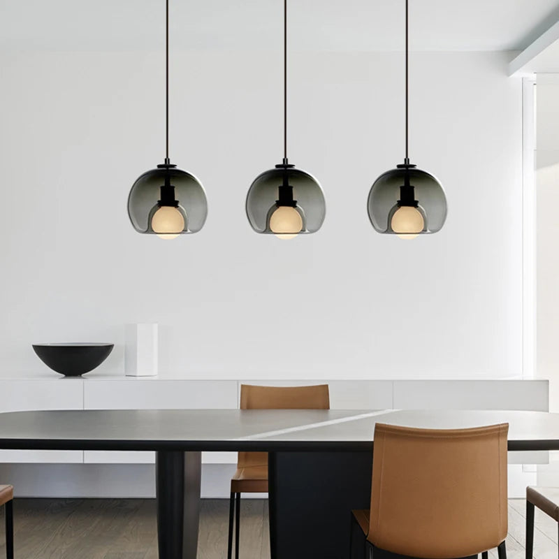 Modern Nordic Chandelier 3 Heads Iron Glass Indoor Home Decors Pendant Lights Dining Room Bar Salon Hanging Lamp Fixtures