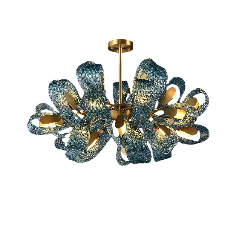 Glass-made Modern Home Appliance Ceiling Chandelier Designer Hanging Lamps for Living Room Dining Room Decoration Flower Shape