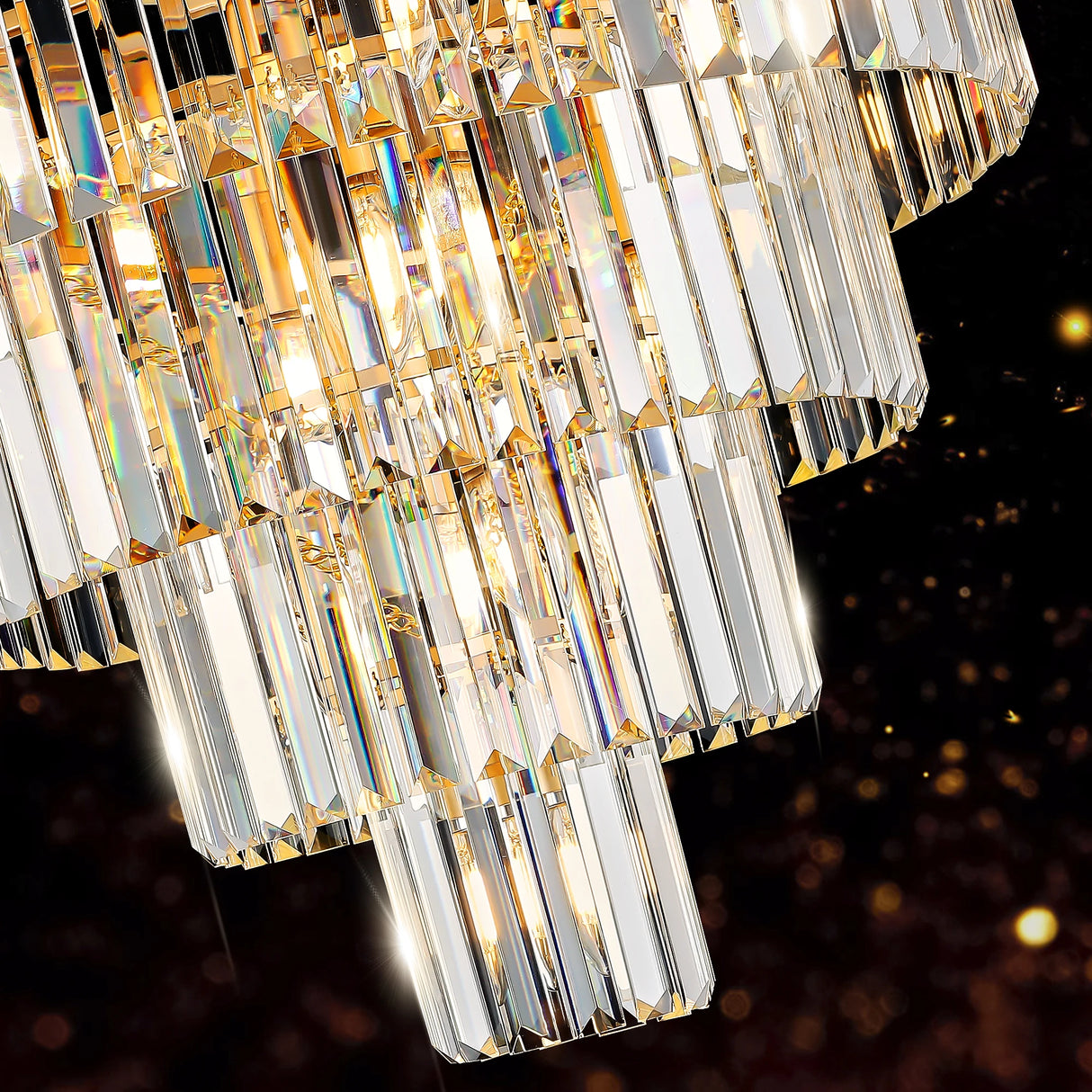 Luxury Golden Crystal Chandelier Modern Chandeliers Lights Fixture Hanging Pendant Light Fixture Dia 23.6 Inch