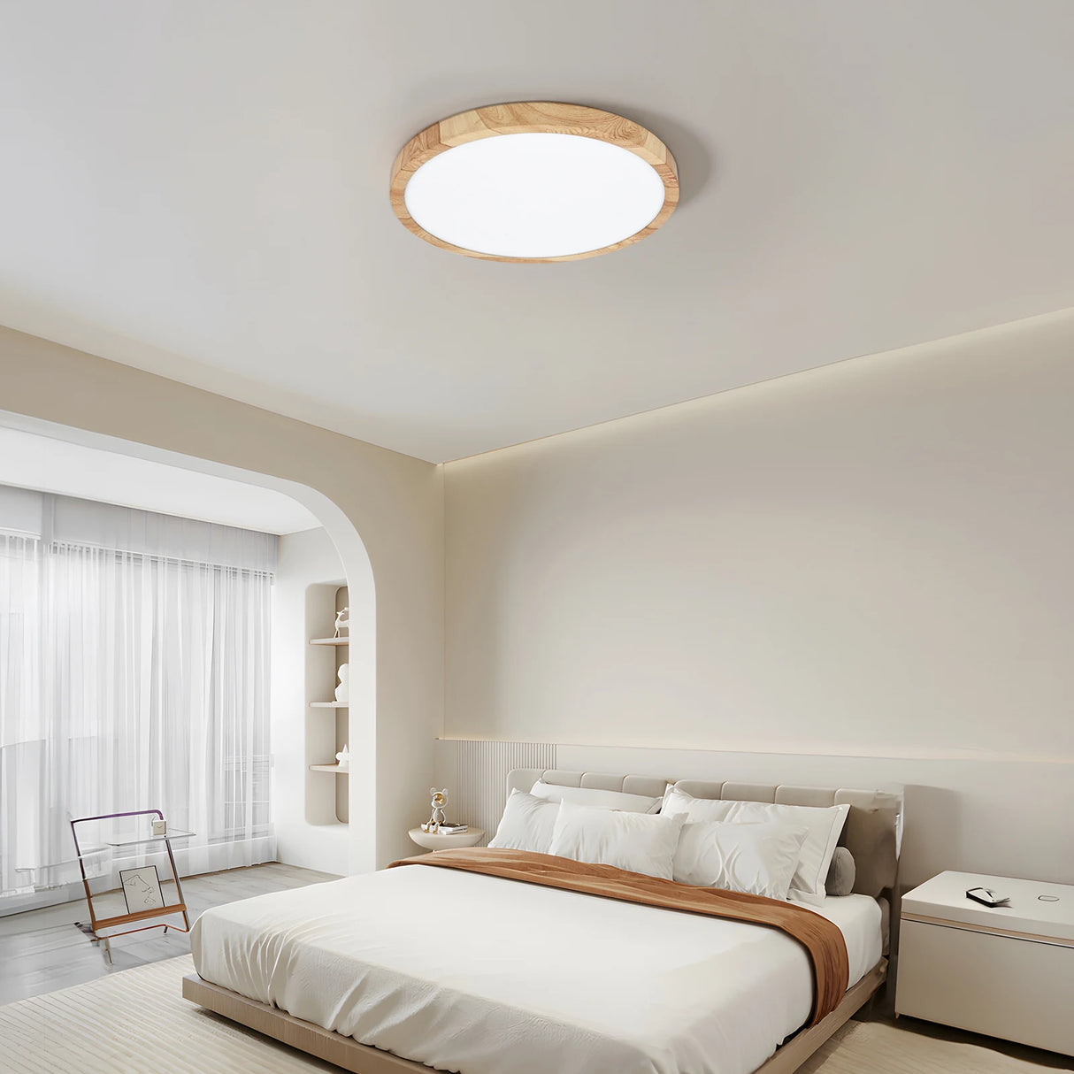 Modern LED Ceiling Light - Wood Grain & Gold 3-Color Home Lighting