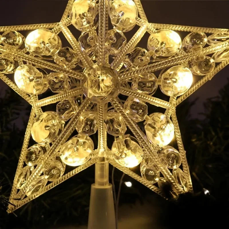15/20cm Christmas Decoration LED Star Light Christmas Tree Pendant Ornaments for Home Decor Navidad New Year 2025 Gift Accessory