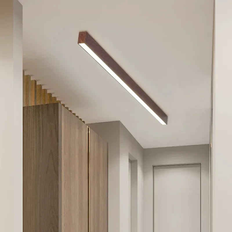 Modern LED Ceiling Lamp for Living Dining Room Long Strip Wooden Decor Lamps Entryway Bedroom Aisle Cloakroom Lighting Fixture