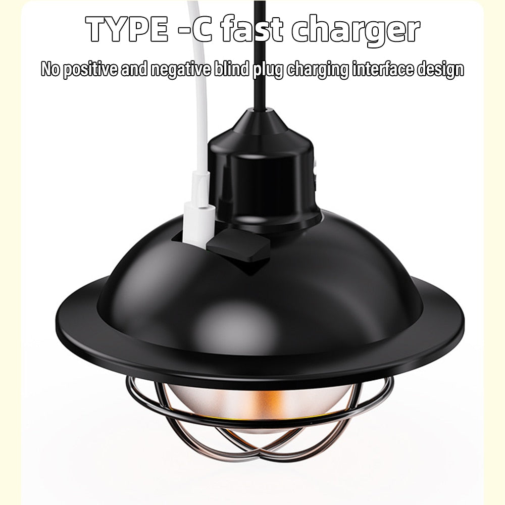 New Vintage Style LED Portable Lantern Built-in 18650 Battery 1200Mah Camping Light 3 Lighting Modes Outdoor Tent Torch Light
