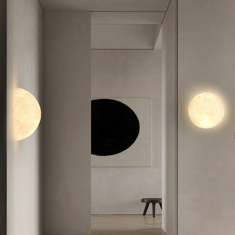 3D Moon Wall Lamps Semicircular Moon Planet Light Minimalist Nordic Home Decor Living Room corridor Bedroom Bedside Wall Lights