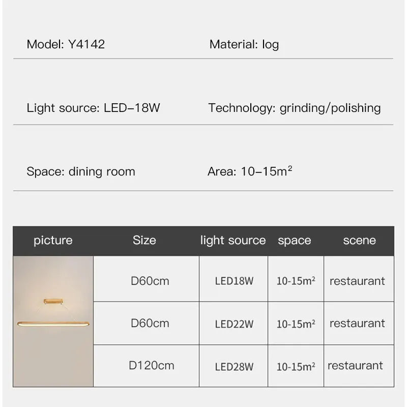 Wood/LED Pendant Lamp For Dining Room Minimal Home Decor Long Table Ring Kitchen Modern Hanging Chandelier Indoor Light Fixture