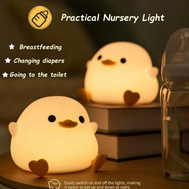 Cartoon Bean Duck Silicone Lamp Led DoDo Duck Cute Night Light Nursery Nightlight Rechargeable Table Lamp for Bedroom Bedside