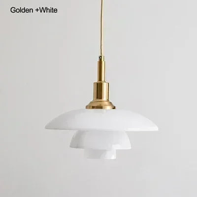 Designer Dish Glass Pendant Lighting Nordic Bedroom Hotel Home Decoration Fixtures Three-layer White Gold Silver