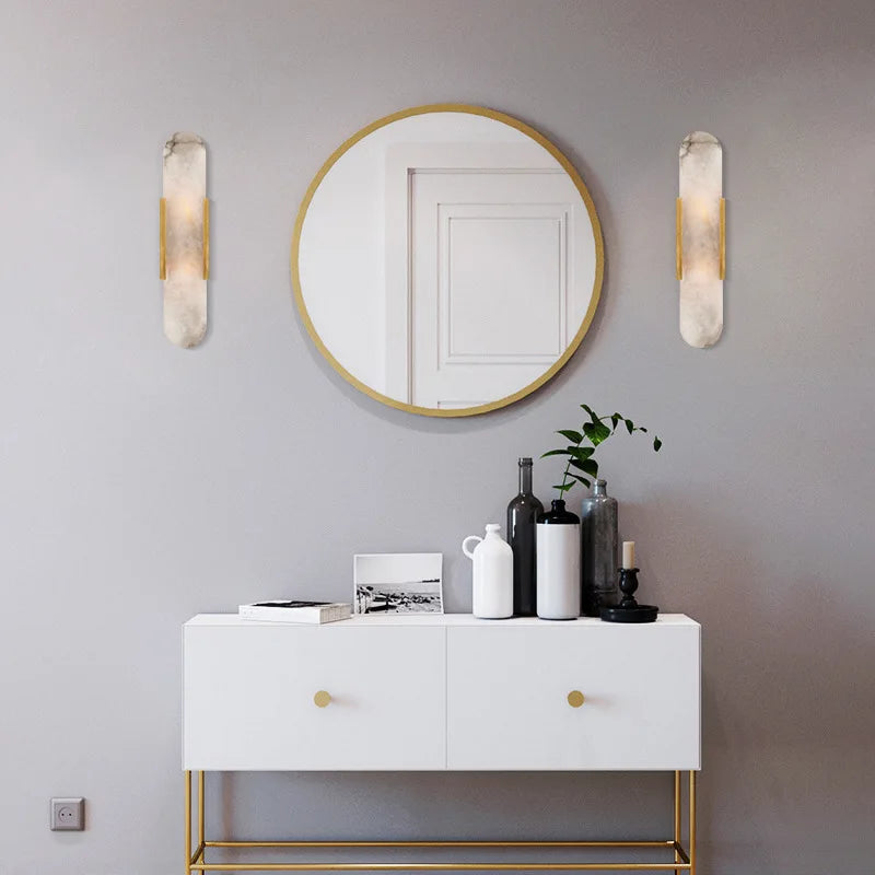 Modern Wall Light Minimalist Luxury Marble Sconce New Nordic Living Room Villa TV Background Bedroom Bedside Mirror Decors Lamps