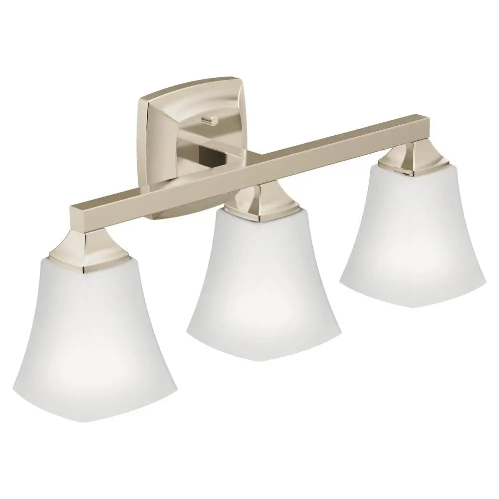 3-Light Dual-Mount Bath Vanity Fixture Frosted Glass in Polished Nickel