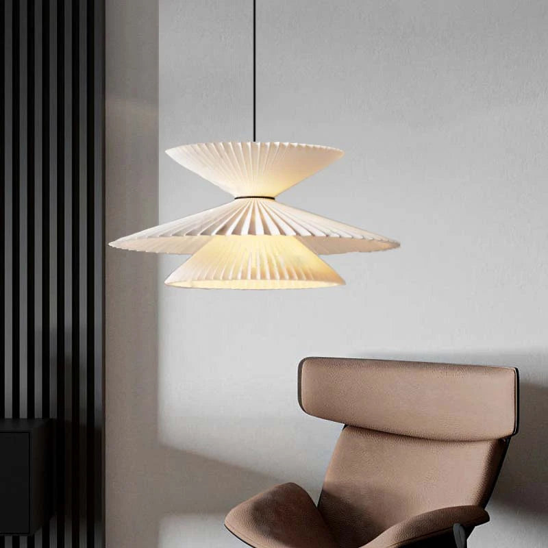 Creative Pleated Fabric LED Pendant Light & Sconce - Designer Textile Chandelier Lamp Fixture for Kitchen Island, Dining Table, Restaurant & Hotel Decor