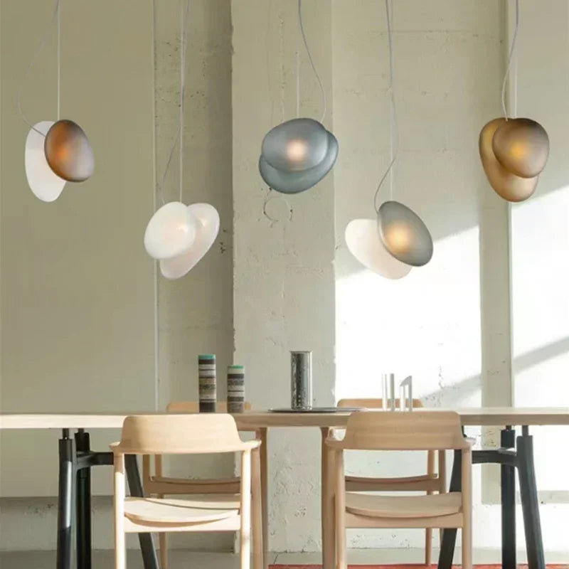 Nordic Creative Cobblestone Glass LED Pendant Chandelier for Restaurant Kitchen Bedroom Bedside Hotel Indoor Decor Lighting 2026