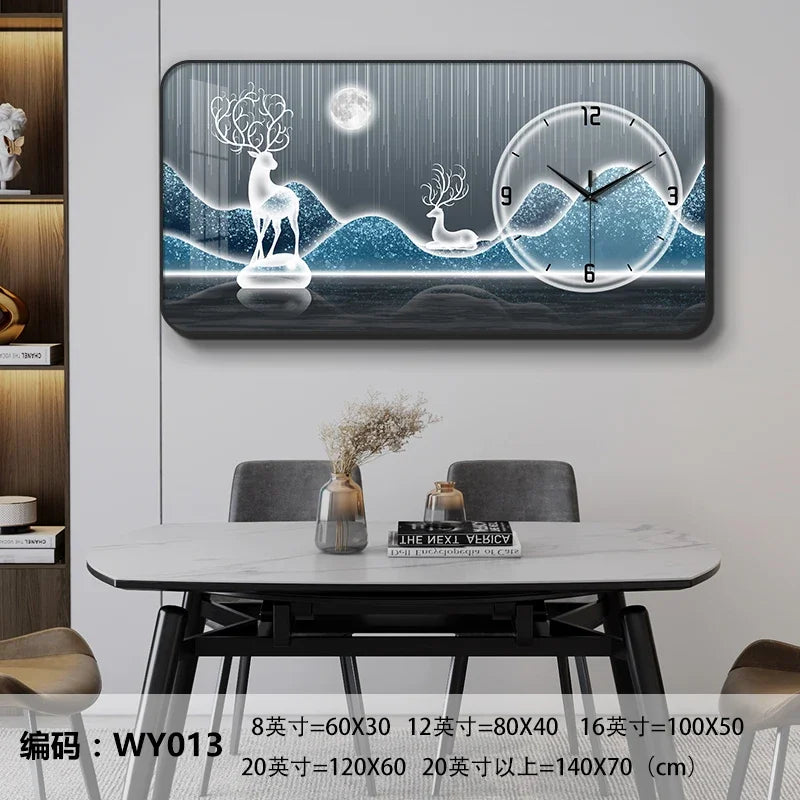 Nordic elk wall clock living room Creative fashion perpetual calendar electronic clock wall atmosphere dining room decoration