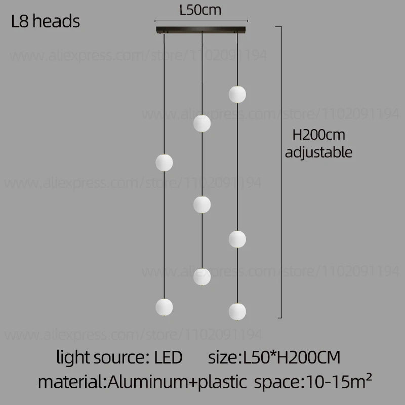 LED Minimalist Style Chandelier Hanging Stairs Pendent Lamp Designer Living Room Kitchen Bedroom Pendant Light Indoor Lighting