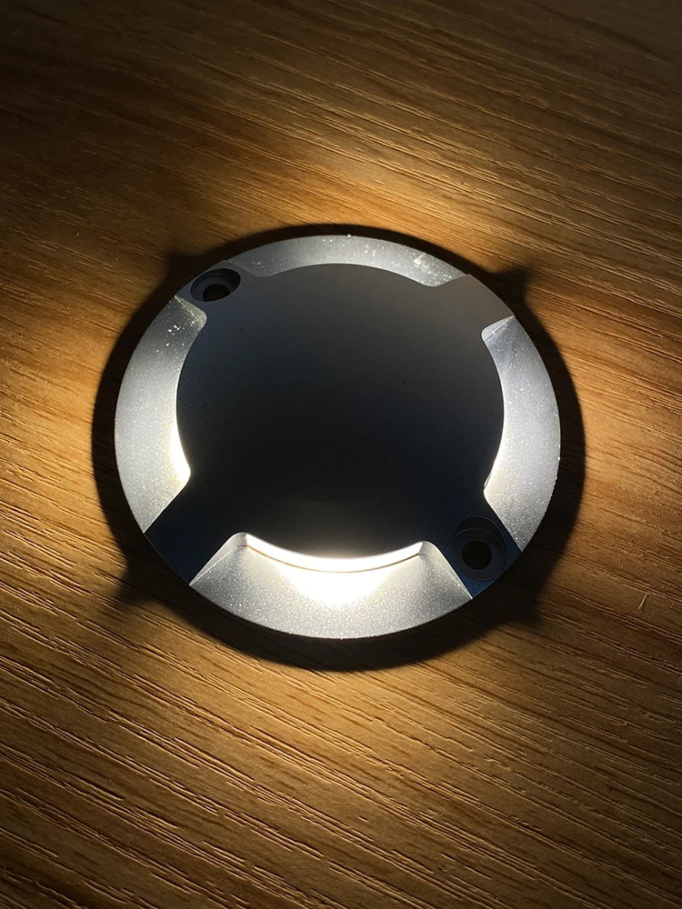 4-Hole Ultra-Thin Outdoor LED Ground Light (DC12V/24V, 1W/2W) - IP67 Surface Mount Step Light for Deck, Lawn & Courtyard