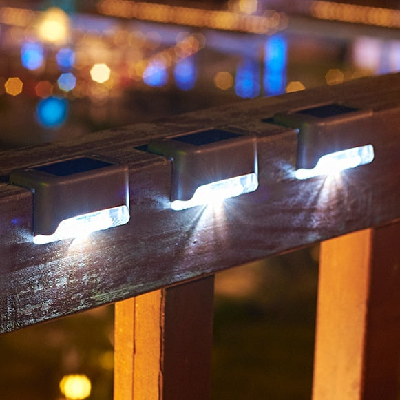 Warm White LED Solar Step Lamp Path Stair Outdoor Garden Lights Waterproof Balcony Light Decoration for Patio Stair Fence Light