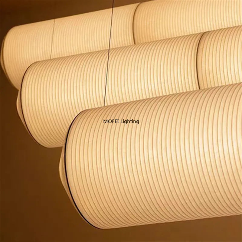 Japanese Design Akari Noguchi Style Horizontal Pendant Lamp Wabi-sabi Chandelier for Living Room Bedroom Vintage Lighting