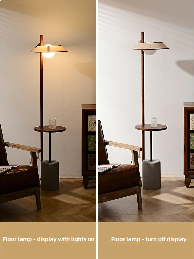 French Retro Wooden Floor Lamp Living Room Shelf Lamp Quiet And Stylish Bedroom Bedside Lights Room Decoration Table Light LED