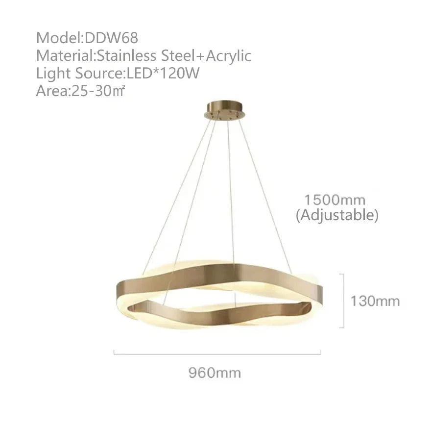 2025 Modern Luxury LED Pendent Lamp For Living Room Bedroom Dining Room Kitchen Hanging Light Round Ring Art Chandelier Lighting