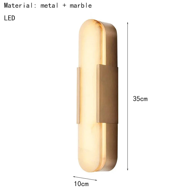 Natural Spanish Marble Wall Light LED Copper Bedroom Reading Wall Lamp Stair Aisle Dining Room Parlor Sconce Dropshipping LED