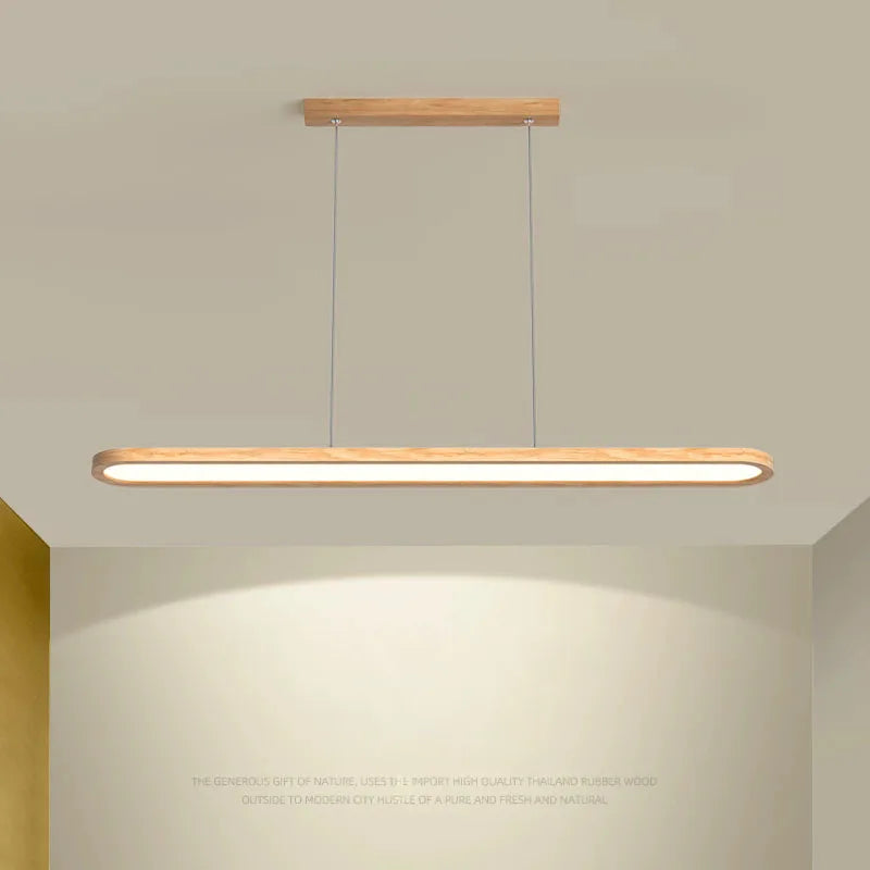 Modern LED pendant light above dining table living room bar front desk dining room wooden strip light,indoor lighting fixtures