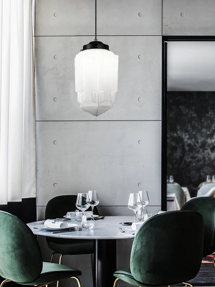 Modern Penthouse Milk White Glass Pendant Light European Retro Coffee Shop Decorative Lighting Fixtures Dining Room Hanging Lamp