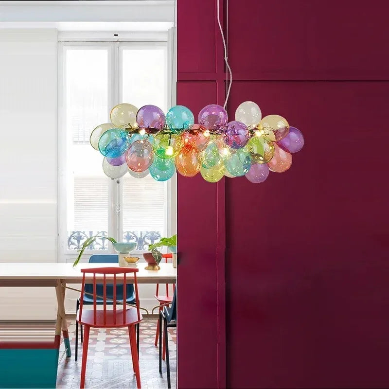 Modern Colorful Glass Ball Chandeliers For Living Bedroom Pendant Lamp Lustres Para Sala De Jantar Hanging