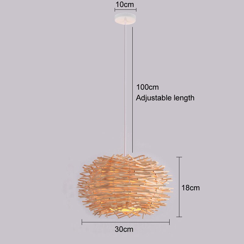 Bamboo Pendant Lamp Hand Knitted Chinese Style Weaving Hanging Lamps 18/19/30cm Restaurant Home Decor Lighting Fixtures