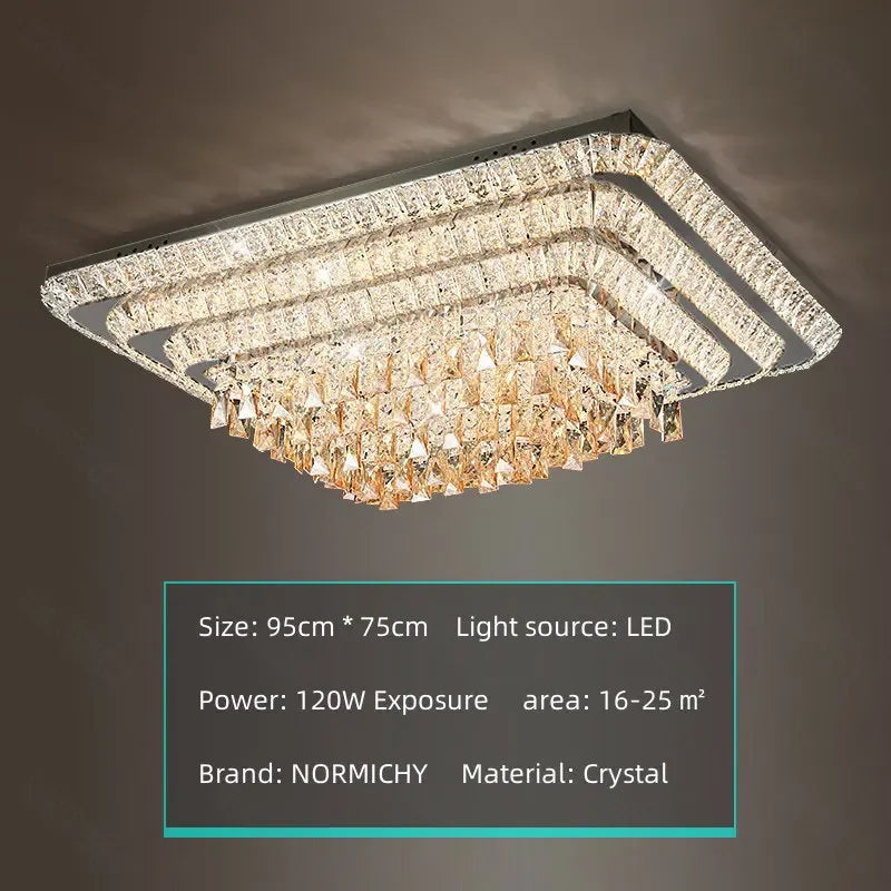 Modern Luxury Crystal LED Chandelier For Living Room Bedroom Dining Room Kitchen Ceiling Lamp Silver Chrome Remote Control Light