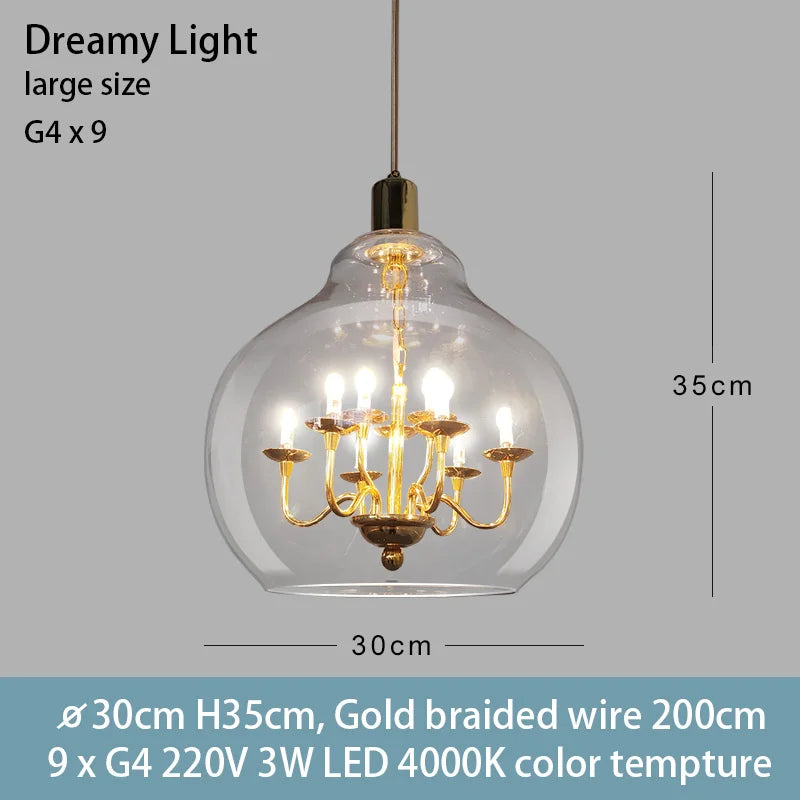 Caren Lighting Dreamy Light Giant Chandelier Black Electroplated Transparent Glass King Edison Ghost Pendant Hand-Blown