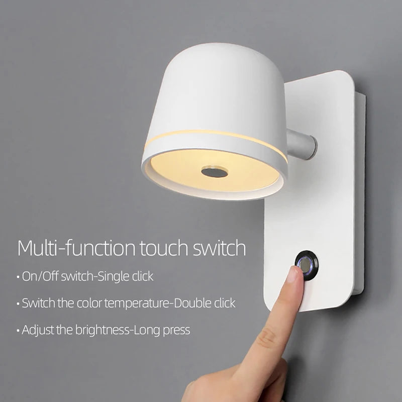 Nordic LED Bedside Wall Lamp Living Room Bedroom Corridor Creative Simple Reading Wall Light Infinite Dimming