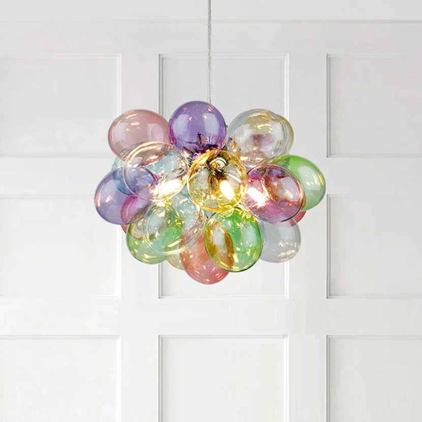 Colorful Glass Ball Pendant Light Modern LED Balloon Chandelier Ceiling Lamp Living Room Bedroom Dining Room Home Decor Lighting