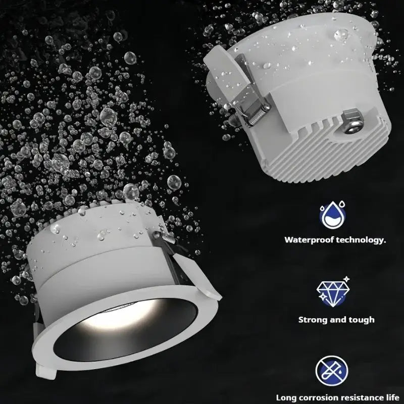 IP68 Waterproof LED Downlight Embedded 7W 9W 12W 15W 18W 24W LED Ceiling Light For Kitchen Washbasin Bathroom Recessed Spotlight