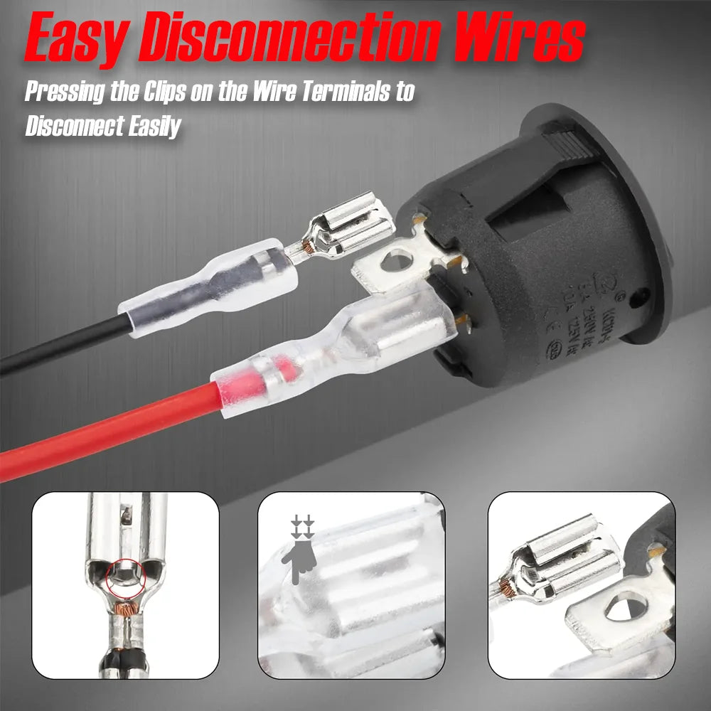 20mm Round Rocker Switch - 12V SPST ON-Off Toggle for Car RV Boat