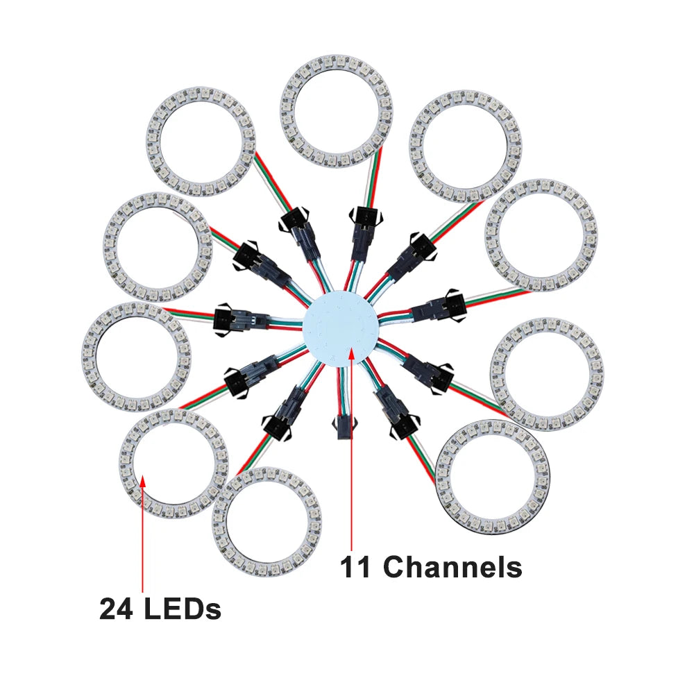 LED Sparkle Ring Light Circle Module WS2812B Individually Addressable RGB Atmosphere Lamp 17 Key Music Remote Control for Party