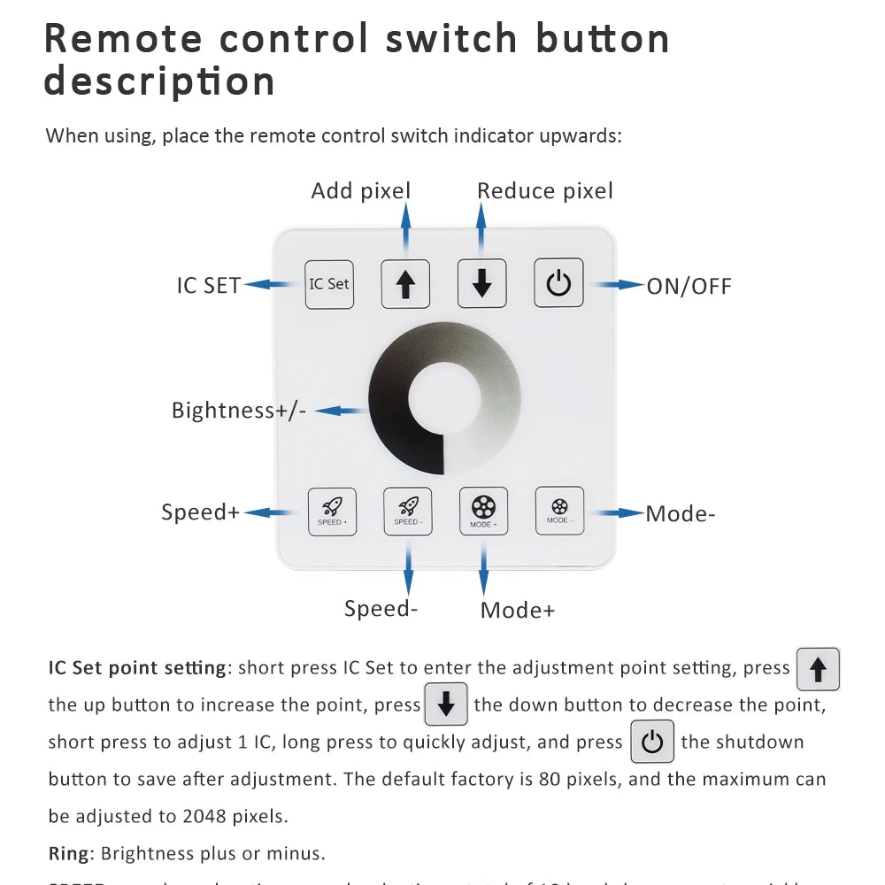 Touch Control Running Water LED Tape Driver - WS2811 Controller with 5M Extension