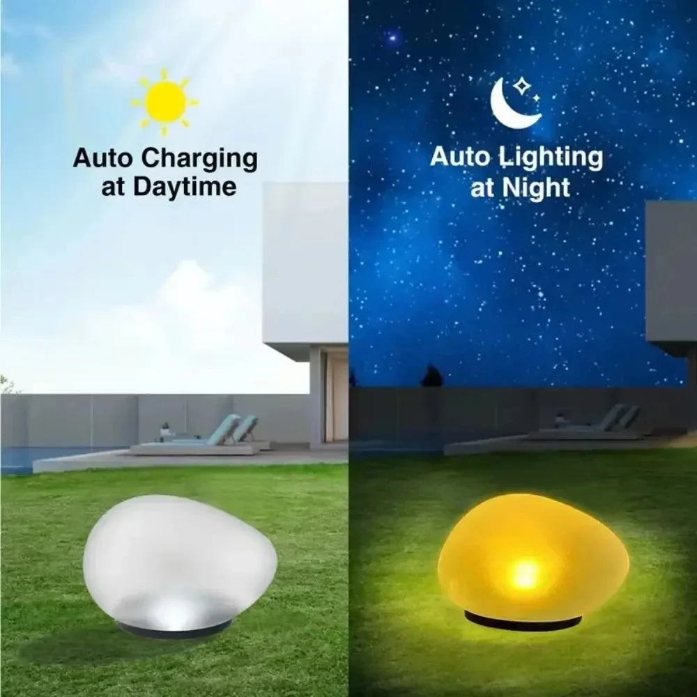 Solar Powered Frosted Pebble Lawn Light - Outdoor Waterproof Portable Ground Lantern & Decorative Garden Accent Lamp for Home Yard & Patio Pathways