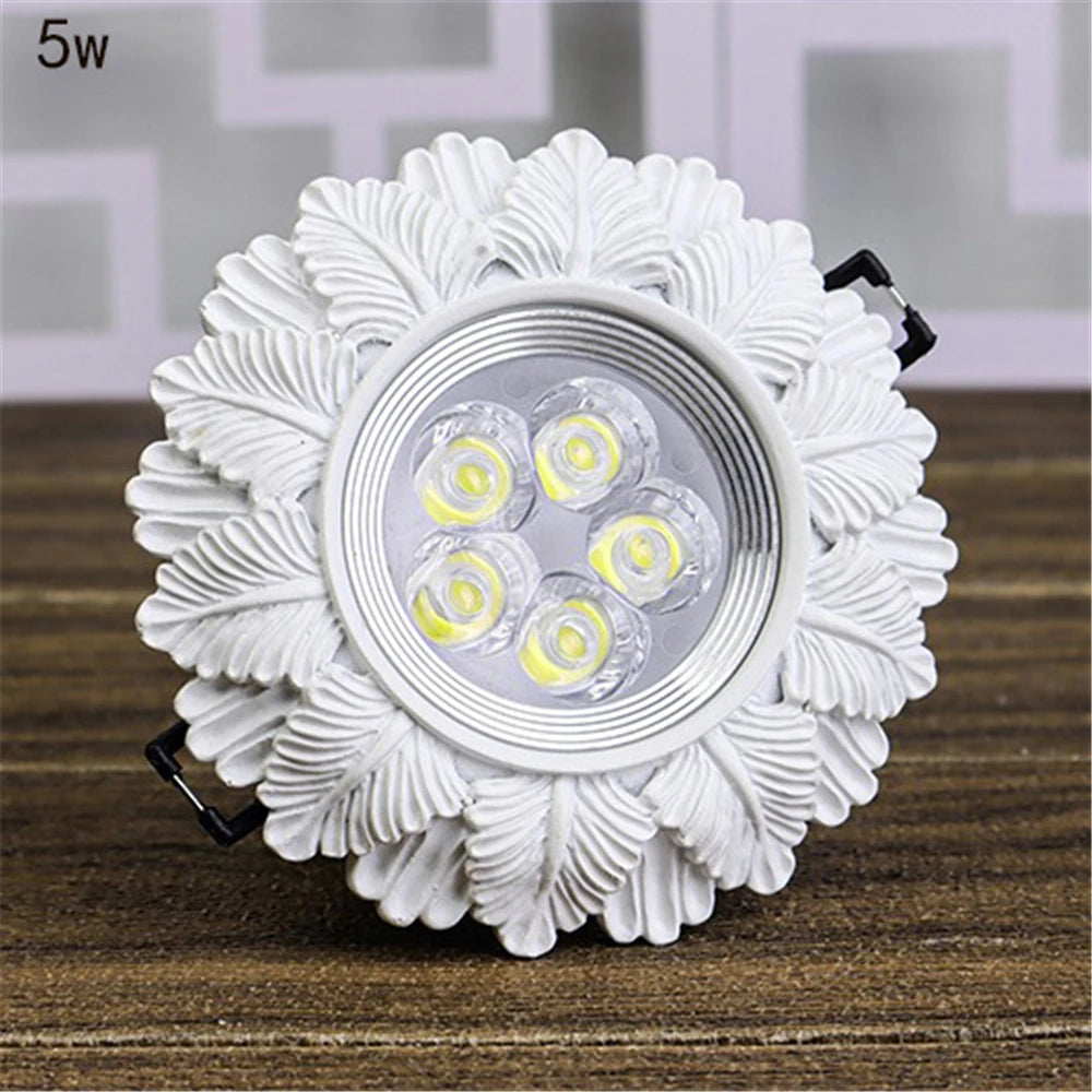 White Feather Resin LED Recessed Downlight - Adjustable Angle Art Ceiling Spotlight Fixture for Living Room, Office & Restaurant Decor