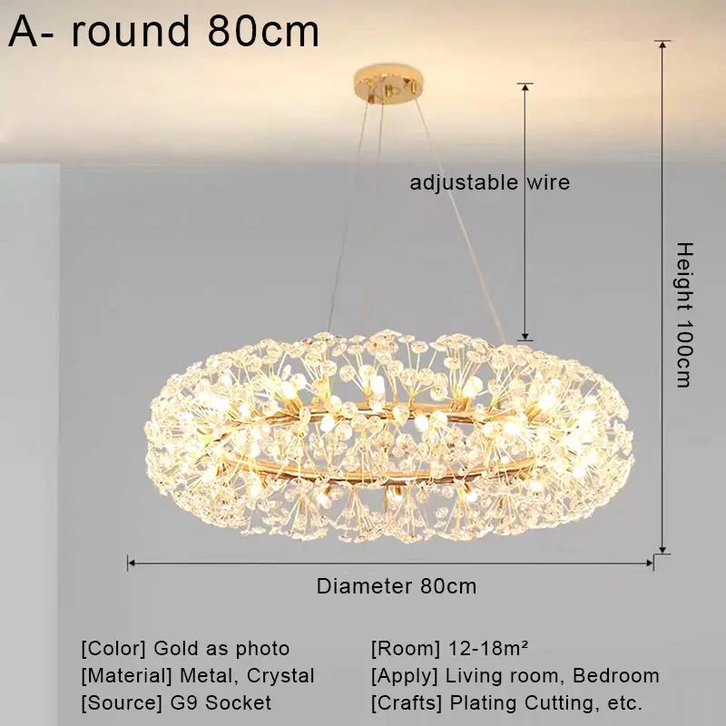 Nordic Crystal Led Ceiling Pendant Lamp Modern Clear Crystal G9 LED Lamp for Dining Room Bedroom House Decor Suspension Lamp