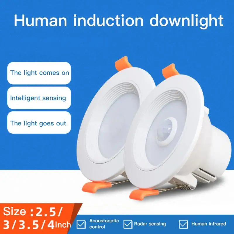 Led Ceiling Lamp Infrared Sensing Embedded Hole Light Human Sensing Down Lights Sound-controlled Led Spot Light