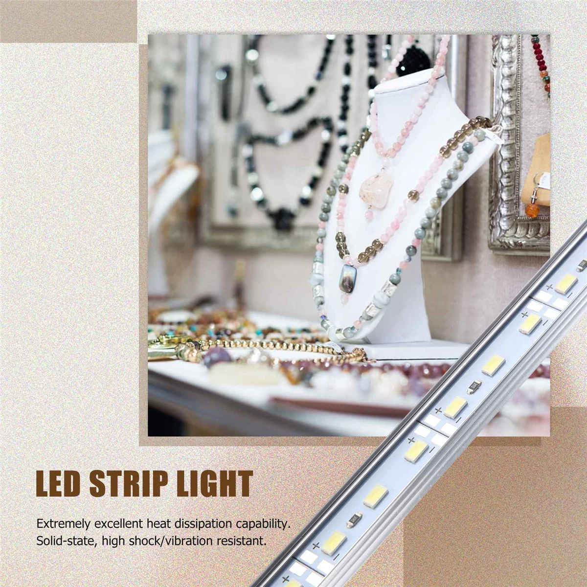 LED 50CM 12V 36 LED 5050 SMD Hard Strip Bar Light Aluminum Rigid White
