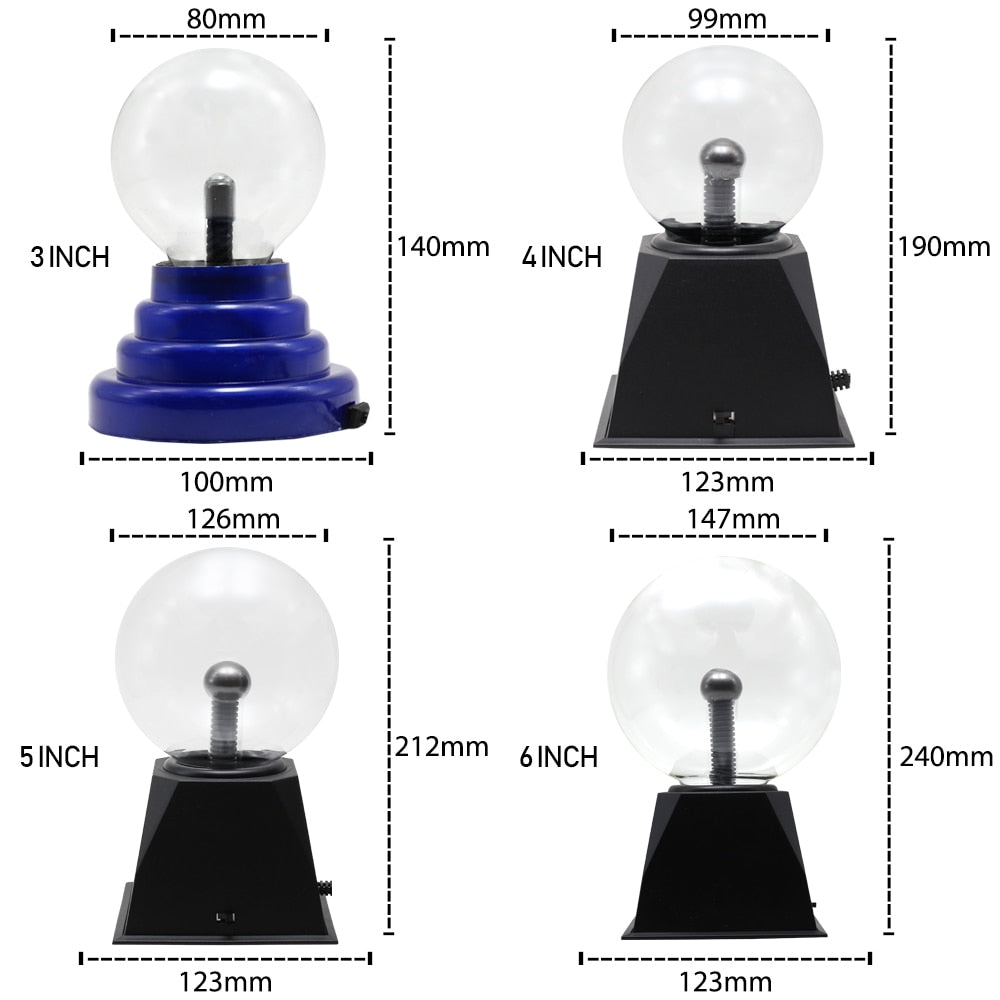 Novelty Glass Magic Plasma Ball Light Electric Lamp 220V 3 4 6 8 Inch Night Light Decor Plasma Lamp