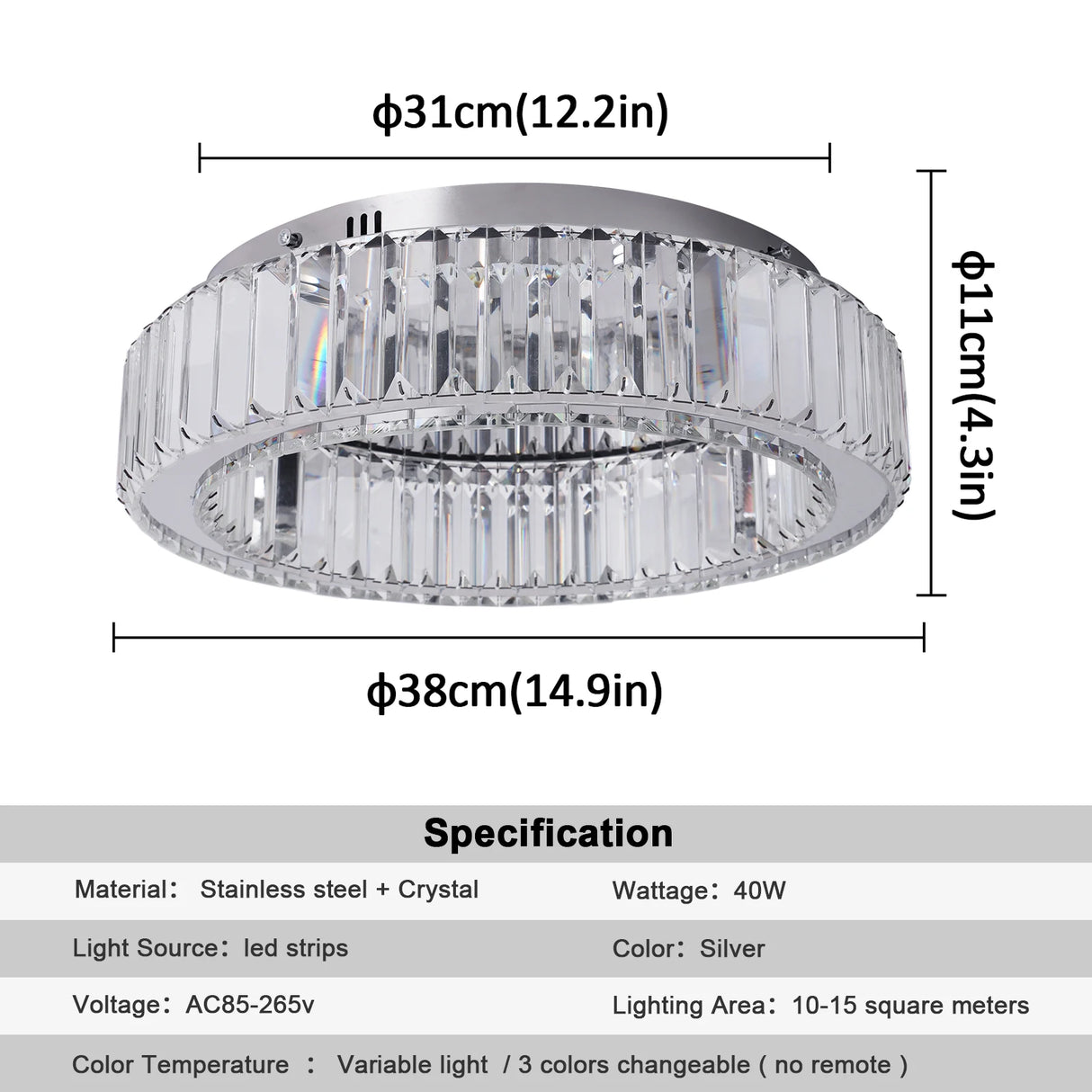 Modern Big Crystal Ceiling Lamp LED Light Circle Chandelier Lustre Indoor Bedroom RC Dimmable Fixtures Living Room