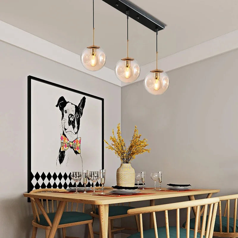 Nordic Modern Pendant Lights Creative Glass Ball Hanging Lamp For Dining Room Bedroom Bar Decor Loft Luminaire Light Fixtures