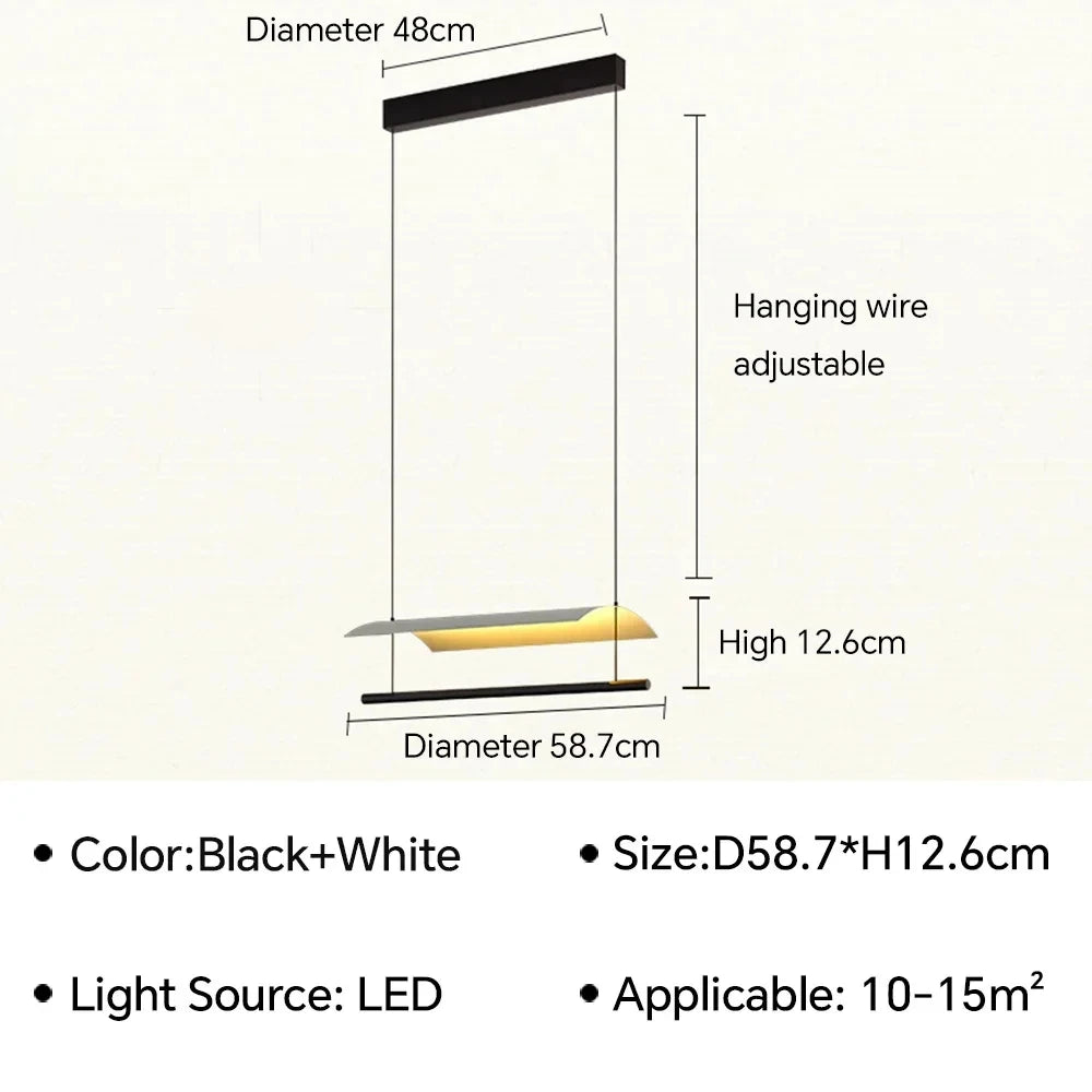 Nordic Minimalist LED Linear Pendant Light - Modern Industrial Hanging Chandelier for Dining Room, Kitchen Island, Bar & Office
