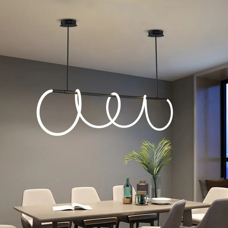 Modern Long Hose Led Ceiling Chandelier for Table Dining Room Kitchen Bar Pendant Lighting Suspension Design Lusters Luminaires