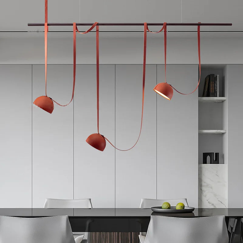 Nordic Art Leather Metal LED Chandelier Living Dining Room Bedroom Bar Island Luminaire Personalized Home Decor Lighting Fixture
