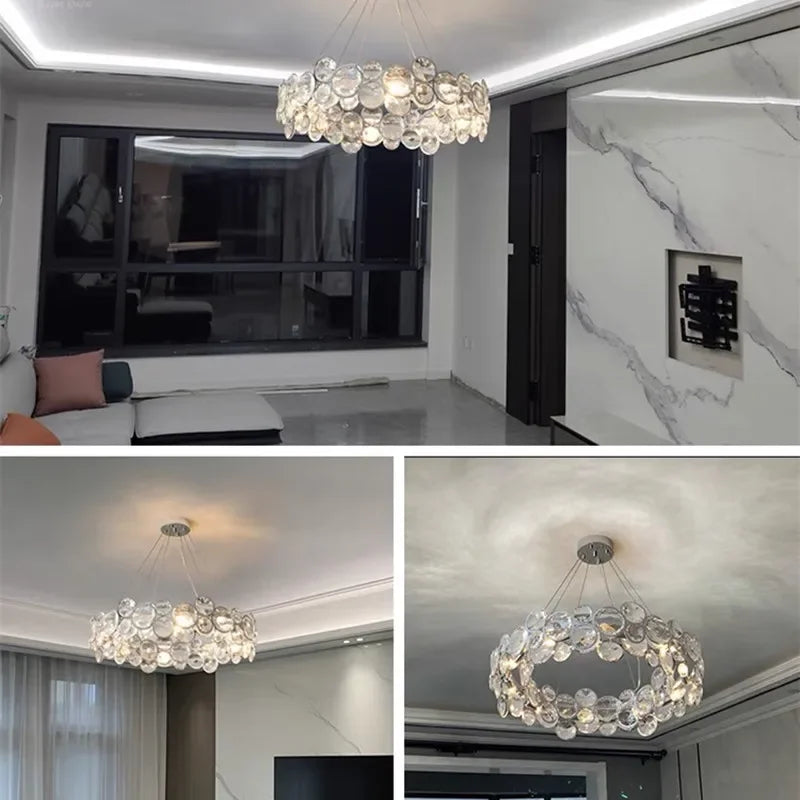 2026 New Nordic Style Chandelier Luxury LED Crystal Pendant Lights for Living Room Modern Lamp for Romantic Bedroom Dining Room