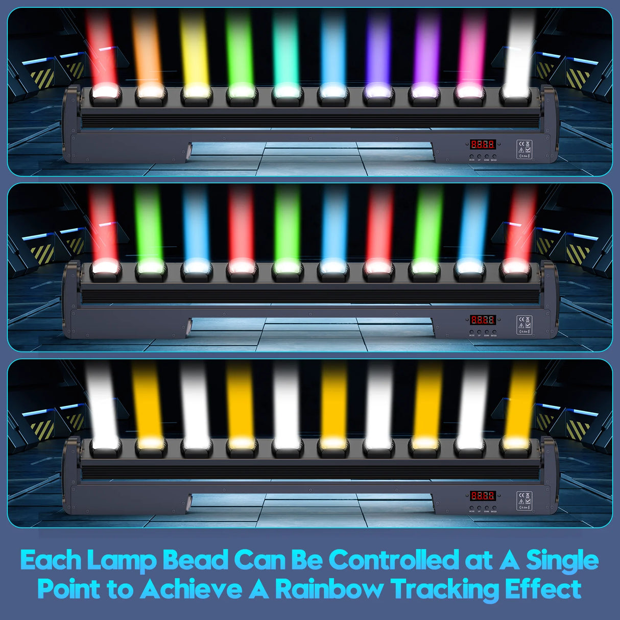 4-Pack 250W Beam Wall Wash Moving Head Lights (10x25W RGBW) - DMX Stage & Strobe Light Bar for DJ, Party & Club