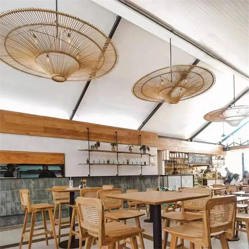 Japanese retro Wabi sabi pendant lamp restaurant Southeast Asian handmade rattan lamp home decoration living room bedroom lamp
